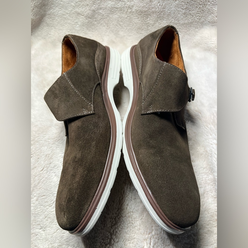 Stacy Adams TAYLEN Brown Suede Plain Toe Monk Strap Shoes size 10.5 - Picture 2 of 6